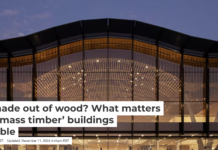 Portland International Airport uses all-wood construction with wood that is sourced locally. Port of Portland